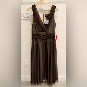 Connected Apparel Brown Beige Sheer Dress Size 16 New NWT